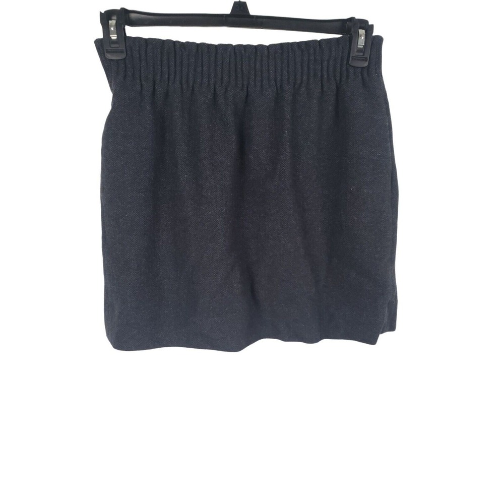 J. Crew Mini Skirt 4 Womens Dark Grey Elastic Waist Mini Wool Blend Pockets